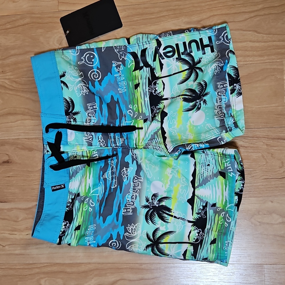 NWT Hurley Boys Doodle Paradise Swim Trunks  Boardshorts Sz: 4